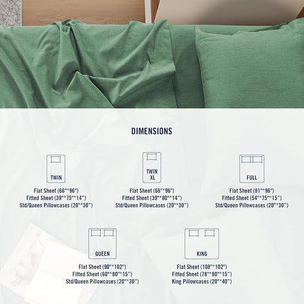 IZOD - Melange Performance Cotton Sheet Set, Durable & Long Lasting Fabric, Deep Pocket Sheets (300 TC, Full/Deep Forest)