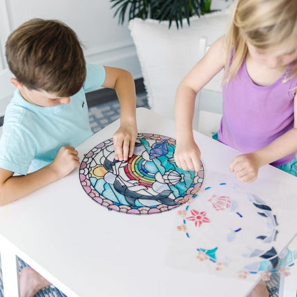 Melissa & Doug Stained Glass Made Easy Activity Kit, Arts and Crafts, Develops Problem Solving Skills, Dolphins, 180+ Stickers