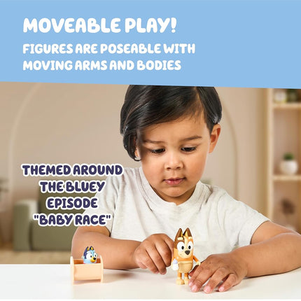 Bluey Figure 2 Pack Baby Race | 2 Figure Pack with Chilli and Baby with Accessories