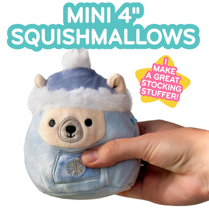 Squishmallows 4" capsules mystères de Noël (lot de 3) Peluches miniatures officielles Jazwares - Jouet en peluche doux et spongieux à collectionner - Édition limitée 2025 - Cadeau idéal pour les enfants, filles et garçons