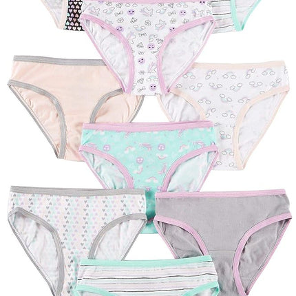 Culottes bikini en coton Maidenform pour filles, lot de 9, fête de la licorne, 14