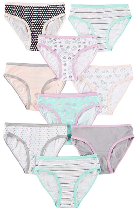 Maidenform Girls' Bikini Cotton Panties, 9 Pack Un