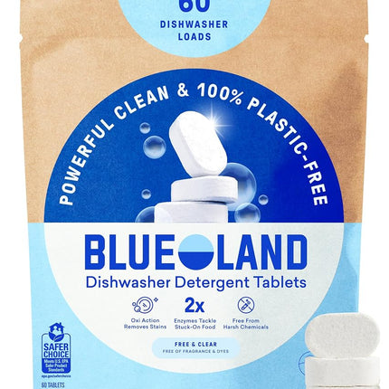 BLUELAND 100% Plastic-Free Dishwasher Detergent Ta