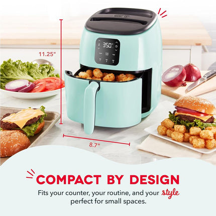 DASH Tasti-Crisp™ Electric Air Fryer Oven, 2.6 Qt., Aqua – Compact Air Fryer for Healthier Food in Minutes, Ideal for Small Spaces - Auto Shut Off, Digital, 1000-Watt