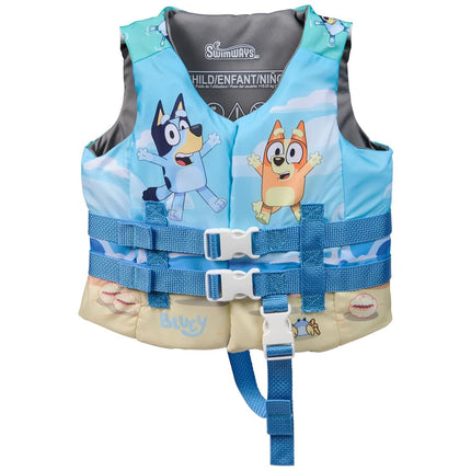 SwimWays Bluey Life Jacket, US Coast Guard Approved Kids Swim Vest, 100-120kg, Blue