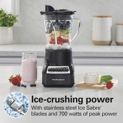 Hamilton Beach Wave Crusher Multi-Function Blender for Smoothies, Shakes & Ice Crush, 700 Watts, 40 oz Glass Jar, 14 Functions, Black, 54220G