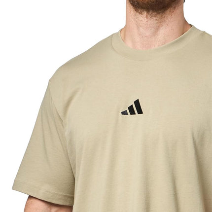 adidas Mens Essentials Small Logo Single Jersey T-Shirt, Wonder Cargo/Black, Small Tall
