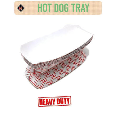 Mr. Miracle 7 Inch Paper Hot Dog Tray in Red White Pattern. Disposable, Recyclable and Fully Biodegradable. Red White 250