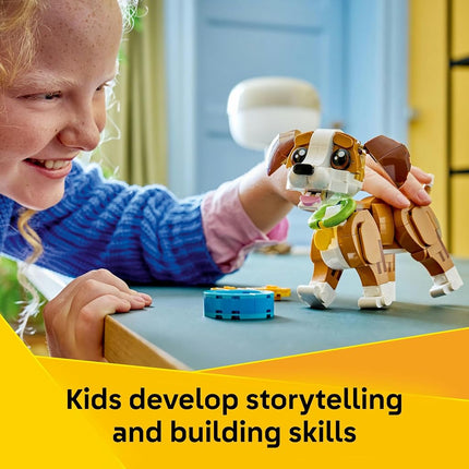 LEGO® Creator 3 in 1 Cute Animals: Playful Puppy Dog 31382 Animal Figures - Building Set with 3 Build Options, Dog, Squirrel or Duck - Animal Toys for Kids Aged 8+ - Toy Idea for Girls and Boys