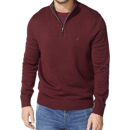 Nautica Men's Quarter-Zip Sweater, Royal Burgundy,