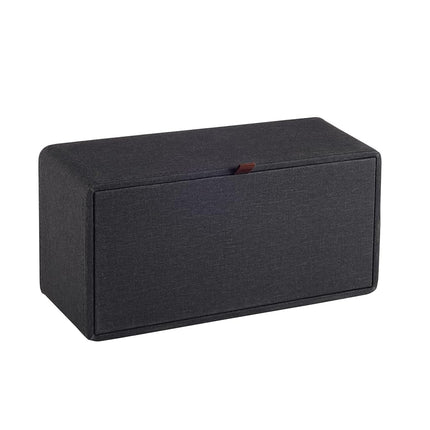 RHCSZ High-end Pu Leather Tissue Box Holder Two Color Combination-Linen and Wood Grain,Rounded Rectangle Napkin Paper Case Dispenser for Home Bathroom Dresser Offices Car Tissue Cover (Black)