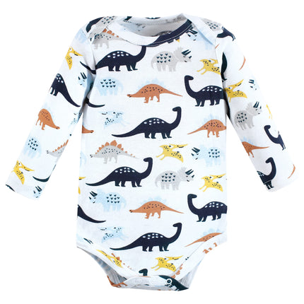 Hudson Baby Baby Boys Cotton Long-sleeve Bodysuits 3-pack, Hugasaurus, 3-6 Months