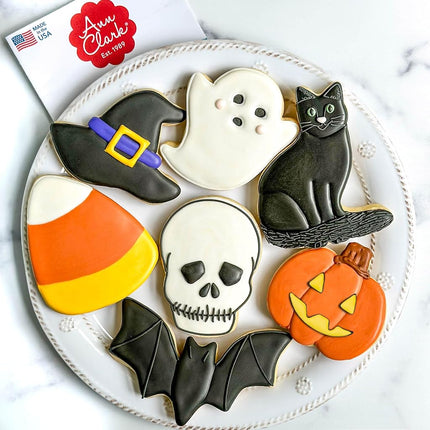 Halloween Cookie Cutters Premium 7-Pc. Set Made in USA by Ann Clark, Pumpkin, Ghost, Bat, Candy Corn, Skull, Black Cat, Witch Hat