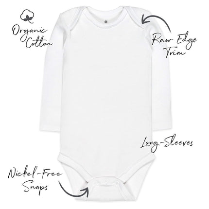 HonestBaby Boys and Girls 5-Pack Organic Cotton Long Sleeve Bodysuits - white - Preemie