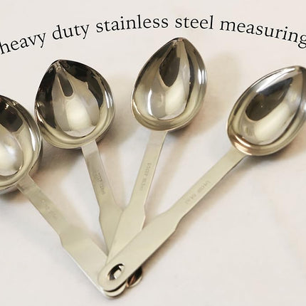 ExcelSteel 4 Piece Heavy Duty Stainless Steel Measuring Spoons, Silver