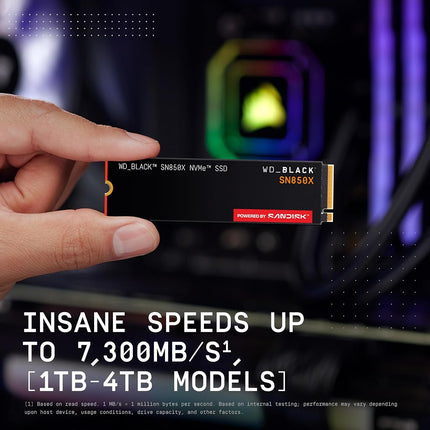 WD_BLACK SN850X NVMe SSD 4TB (Up to 7,300 MB/s read speed, Up to 6,600 MB/s write speed, M.2 2280, PCIe Gen4, Gaming Storage Expansion, High Performance Internal solid state drive) POWERED BY SANDISK