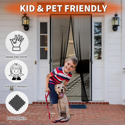 Iduontis Fiberglass Magnetic Screen Door, Fit Door Size 38 x 82 in, Heavy Duty Fiberglass, Magnetic Closure, Let Fresh Air In