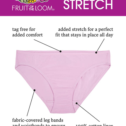 Fruit of the Loom Women's Underwear Cotton Stretch Panties (Regular & Plus Size) - Multi - Large