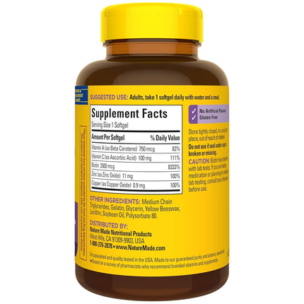 Nature Made Hair, Skin and Nails with 2500 mcg Biotin Softgels, 120 Count