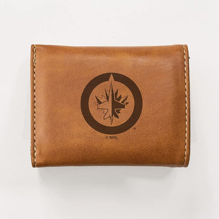 Rico Industries Laser Engraved Trifold Wallet, Winnipeg Jets, Brown, 3.25 x 4-