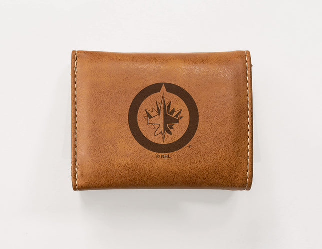 Rico Industries Laser Engraved Trifold Wallet, Winnipeg Jets, Brown, 3.25 x 4-