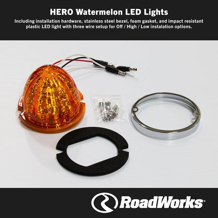 Roadworks - Amber Watermelon HERO Lights | 2 Pack | HEROAAWM-2