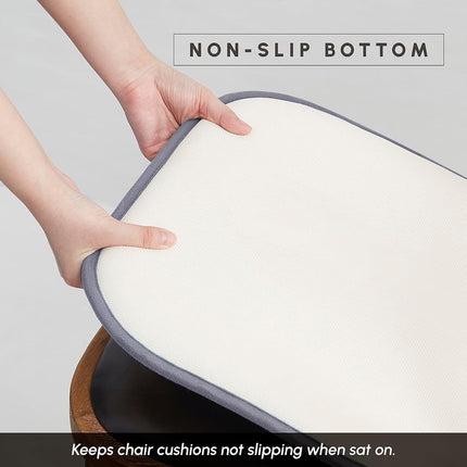 Elegant Comfort 4 Pack Chair Cushion Covers - Skid-Proof Rubber Backing - 16 x 16 Inch - Thick Dining Square Shape Seat Covers - Comfortable Textured Chair Pads with Ties - Chevron Pattern, Gray