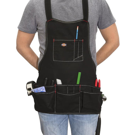 Dickies 16-Pocket Workshop Bib Apron, Durable Canvas Construction, Reinforced Edges, Adjustable Belt, Black