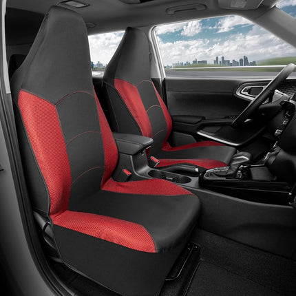Motor Trend Red Mesh Car Seat Covers for Front Seats – Premium High Back Automotive Seat Covers, Made for Vehicles with Integrated Fixed Headrests, Interior Covers for Truck Van and SUV