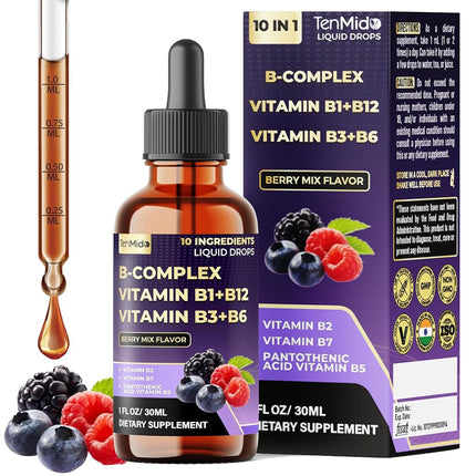 10in1 Vitamin B Complex Liquid Drops with B1 Thiam