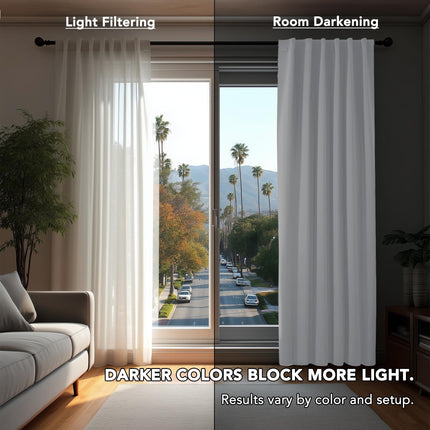 Deconovo Long Back Tab Curtains for Sliding Door - Back Tab and Rod Pocket Curtain Drapes for Hall Room, 42x108 Inch, White, 2 Panels