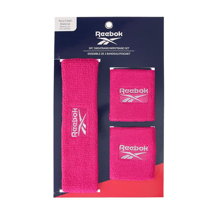 Juego de 3 bandas atléticas unisex – Diadema de 2.25 pulgadas y muñequeras de 3.25 pulgadas con tecnología Stay Dry, tela de rizo que absorbe la humedad | Accesorios de fitness de calidad para una comodidad activa-Reebok