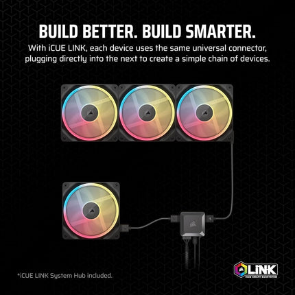 Corsair iCUE LINK LX120-R RGB 120mm PWM Reverse Fans – Triple Fan Kit – Low-Noise, Magnetic Dome Bearing, Dual Light Loops, QuikTurn™ Screws, Zero RPM Mode – Black