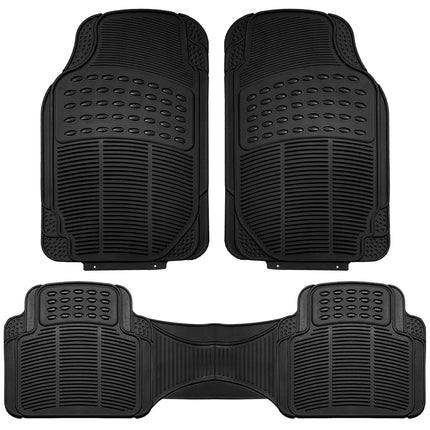 FH Group Automotive Floor Mats Climaproof for All Weather Protection Universal Fit Trimmable Heavy Duty fits Most Cars, SUVs, and Trucks, 2pc Front Set Solid Black