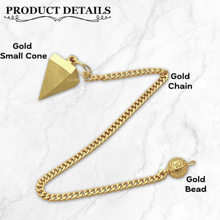 Amazing Gemstone Healing Metal Pendulums for Divination, Gold Small Cone Steel Copper Pendulum High Energy Pendulo de Bronce Pendulos de Mesa MP120