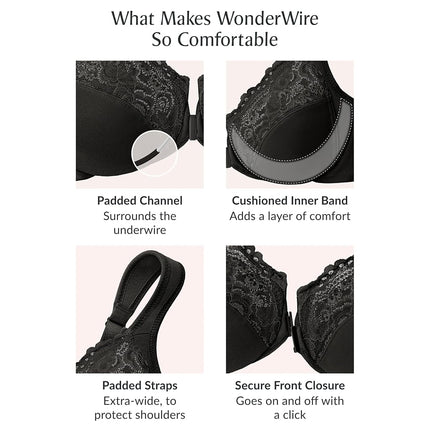 Glamorise Wonderwire Front-Closure Underwire Bra 1245 (Women's & Women's Plus)