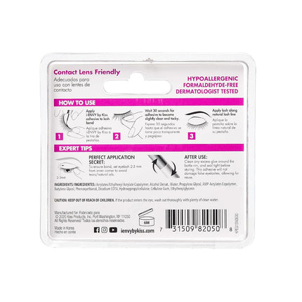 i•ENVY by Kiss Super Strong Hold 3D Strip Lash Glue (Clear), Waterproof Brush-On False Eyelash Adhesive, Latex-Free & Odor-Free, Long-Lasting & Easy Application, Ideal for Sensitive Eyes
