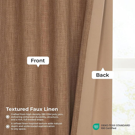 HPD Half Price Drapes Faux Linen Textured Room Darkening Curtains for Bedroom 120 Inches Long (1 Panel), 50W X 120L Curtains for Living Room Home Decor, Butterscotch