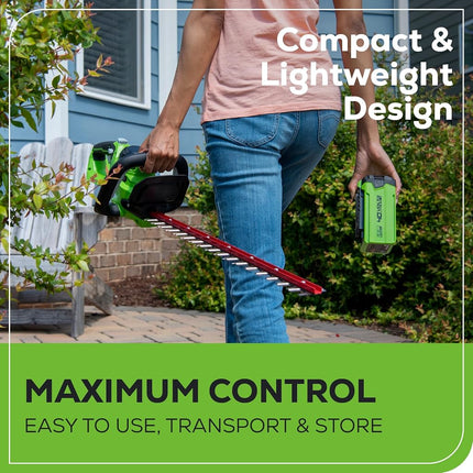 Cortasetos inalámbrico Greenworks 40V de 24" (capacidad de corte de 1"), batería USB de 2.0Ah y cargador incluidos