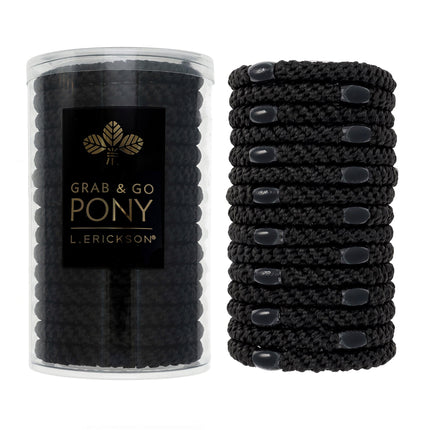 L. Erickson Grab & Go Ponytail Holders, Black, Set