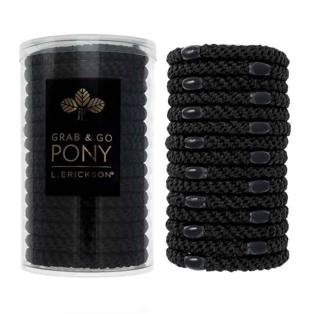 L. Erickson Grab & Go Ponytail Holders, Black, Set