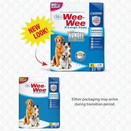 Four Paws Wee-Wee Superior Performance Pee Pads for Dogs - Dog & Puppies, with 6-Layer Leak Proof Technology, for House Training – Extra Large, 71cm x 86cm (28" x 34"), (21 Count)