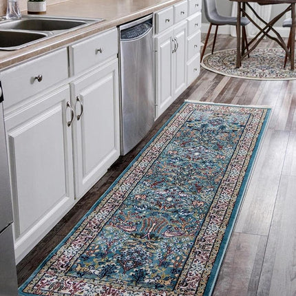 Unique Loom Narenj Collection Area Rug - Bristol (2' 7" x 7' Runner, Blue/Beige)