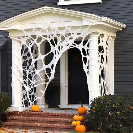 JOYIN 1000sqft(6x2M) Halloween Spider Web Outdoor Decoration, Giant Spider Cobwebs Halloween Decor Outside, DIY Stretchy Flexible Spiderweb Decor for Haunted House Party Decorations Supplies