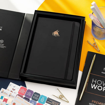 Clever Fox Planner Premium Edition - Luxurious Weekly & Monthly Planner to Increase Productivity and Hit Your Goals - Organizer - Undated, Start Anytime, A5, Lasts 1 Year, Black (Weekly)