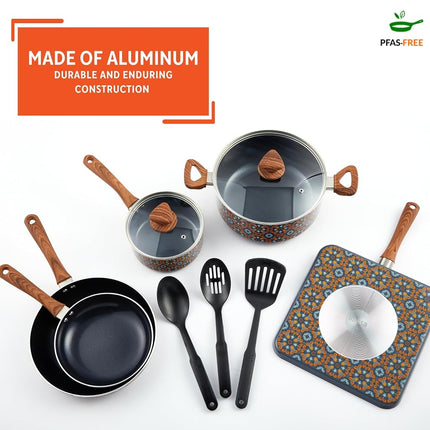 IMUSA Juego de utensilios de cocina de 10 piezas con diseño de Talavera mexicana y herramientas
