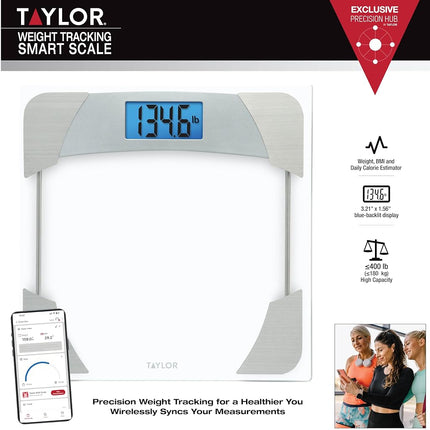 Taylor 400 Lb. Capacity Digital Glass Bathroom Scale with Stainless Steel Accents