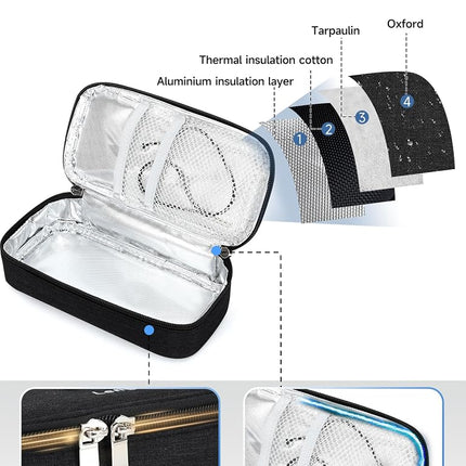 YOUSHARES Insulin Cooler Travel Case for Pen & Vials, Temperature Display Diabetic Medication Cooling Bag with Protective Ice Brick, TSA Approved Refrigerated Diabetes Supplies Carrying Organizer