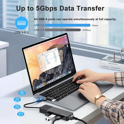 ALL-LUCKY USB to Ethernet Adapter, 4 in 1 USB C to Ethernet Adapter Hub with 3 x USB 3.0 Port/Gigabit Internet Port, High-Speed Network Hub Compatible for iMac,MacBook Pro