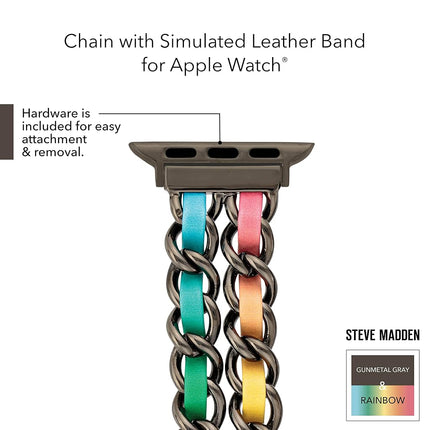 Steve Madden Fashion Chain Bracelet for Apple Watch, Black/Multi, 42mm (Series 10) & 38/40/41mm, Bracelet